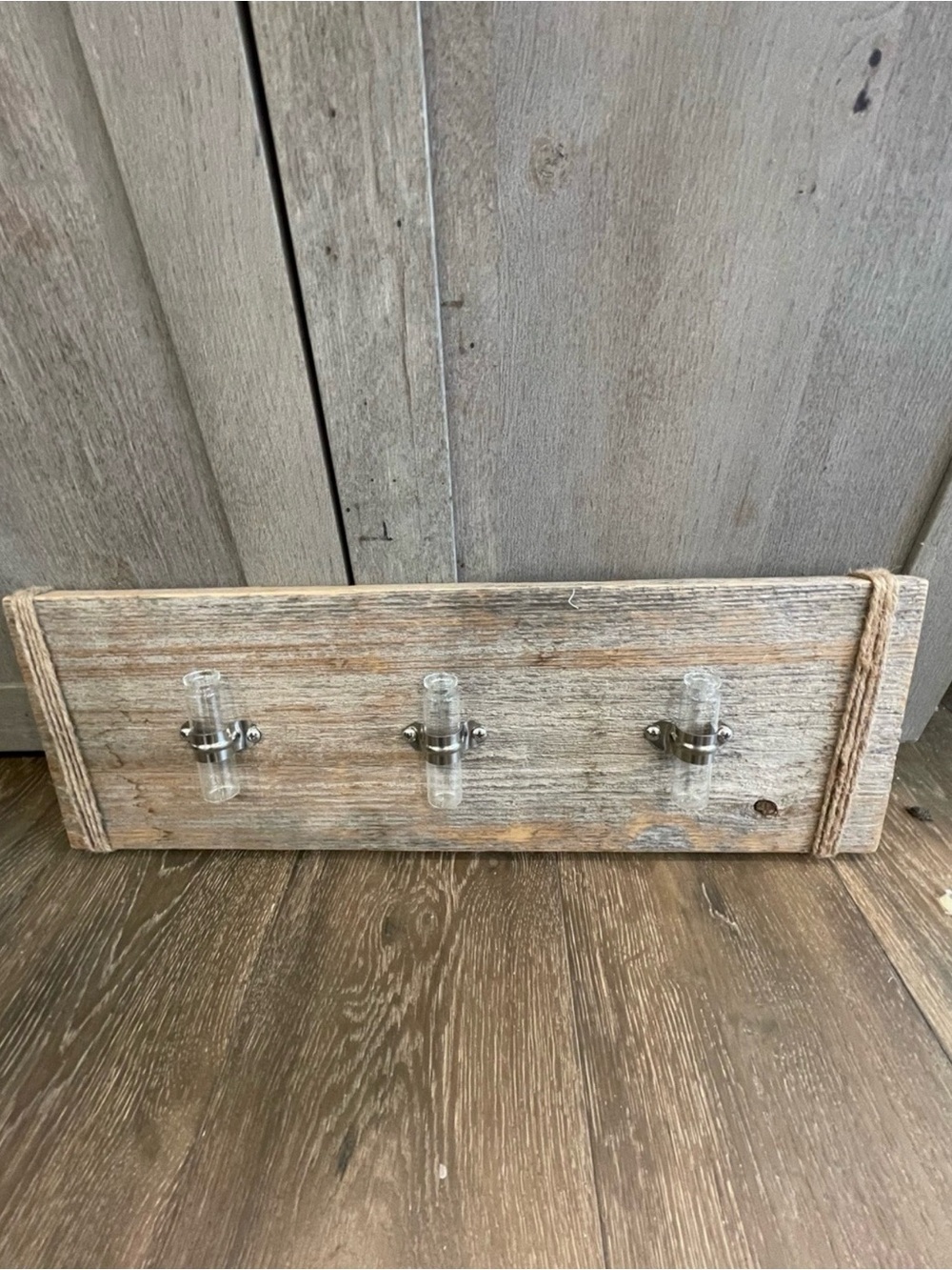 Rustic Weathered Wooden Wall Vase